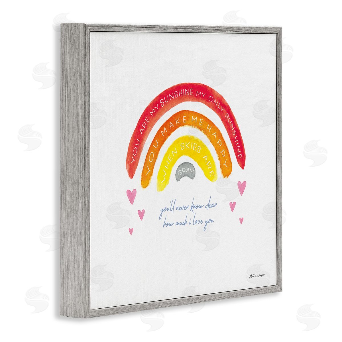 Stephanie Workman Marrott My Sunshine when Sky's Gray Sentiment Rainbow Hearts Gray Framed Glicee Wall Art Print