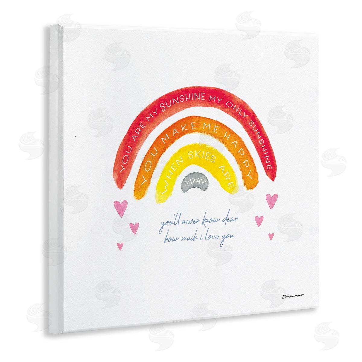 Stephanie Workman Marrott My Sunshine when Sky's Gray Sentiment Rainbow Hearts Wooden Wall Plaque Art Print