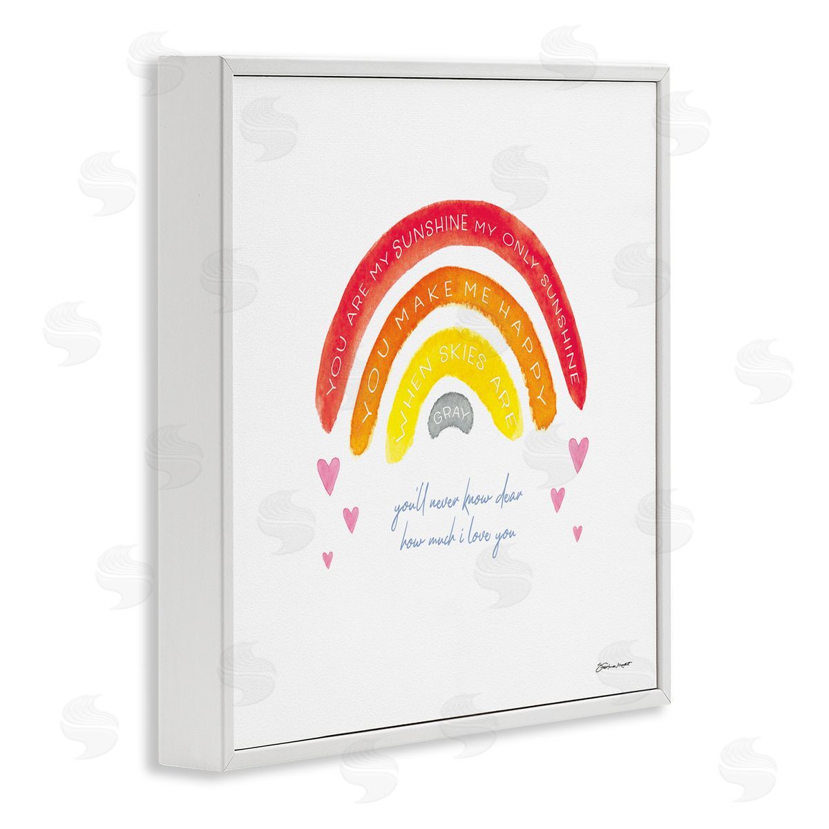 Stephanie Workman Marrott My Sunshine when Sky's Gray Sentiment Rainbow Hearts White Framed Glicee Wall Art Print
