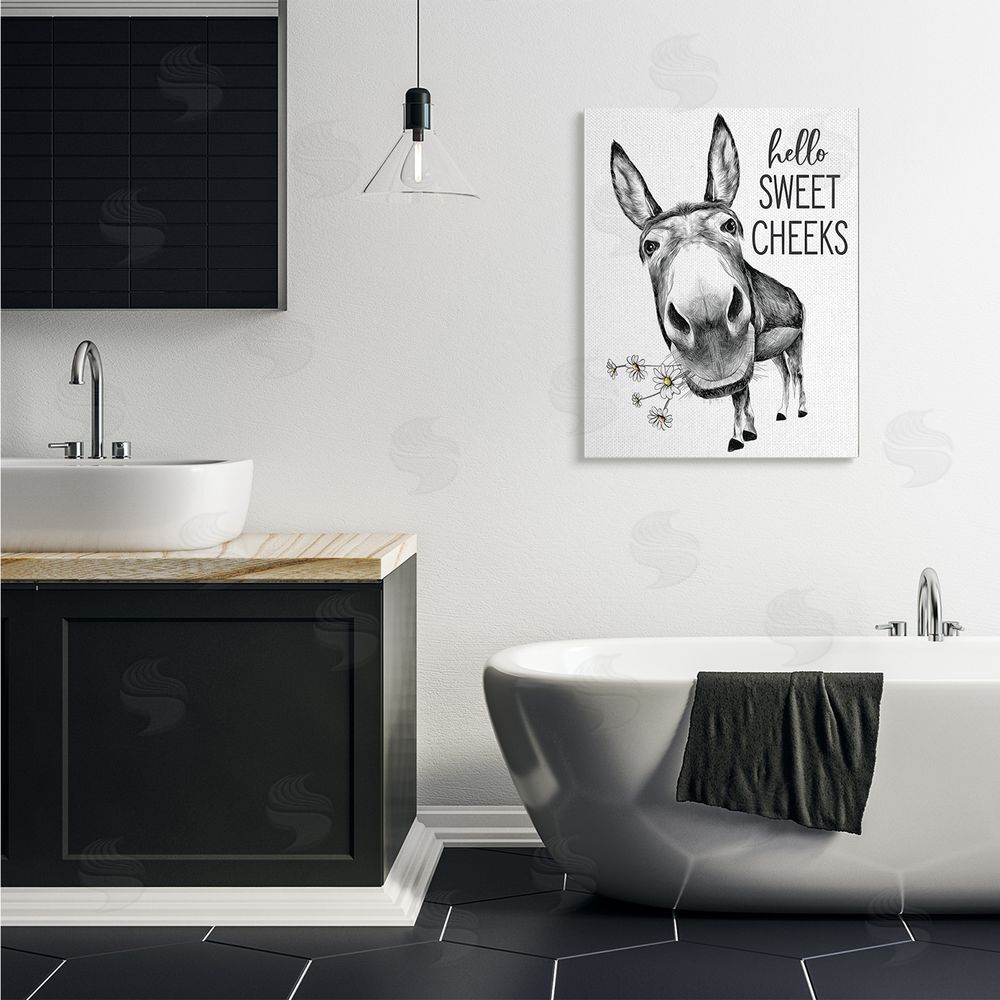 Lettered and Lined Hello Sweet Cheeks Animal Humor Donkey Daisies