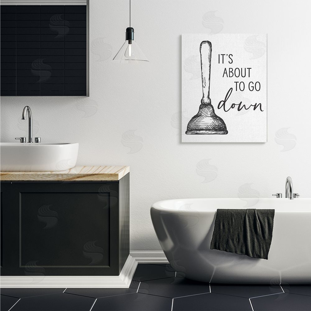 Lettered and Lined About To Go Down Phrase Humor Toilet Plunger