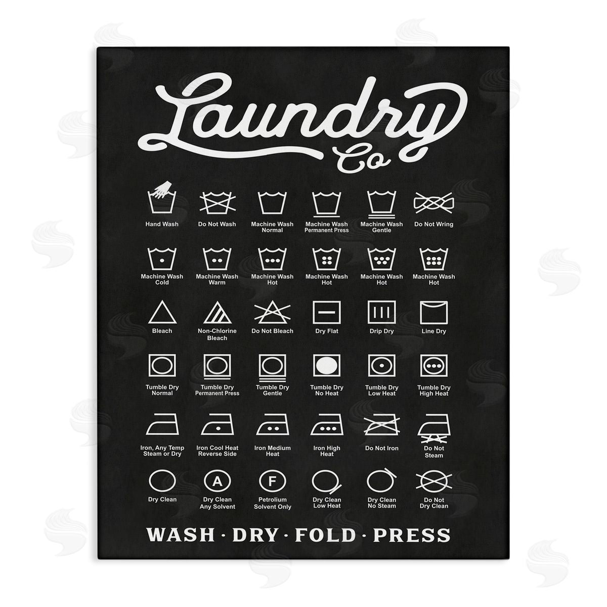 Laundry Business Symbols Chart Canvas Wall Art, Home Decor by Lettered and Lined