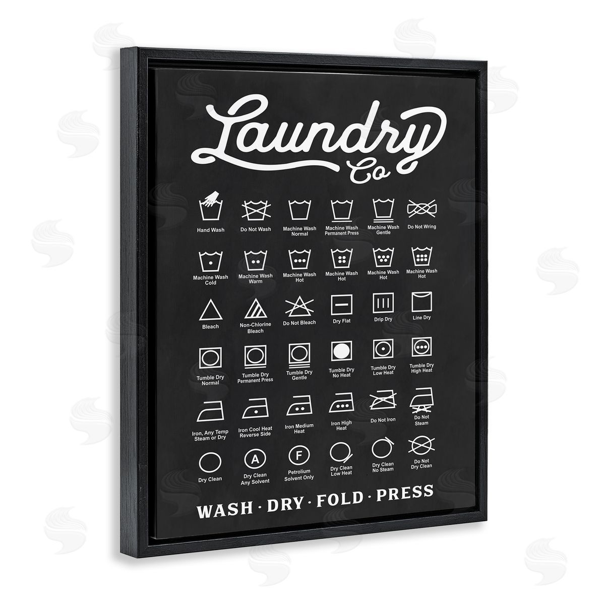 Laundry Business Symbols Chart Black Floating Frame Canvas Wall Art, Home Decor by Lettered and Lined
