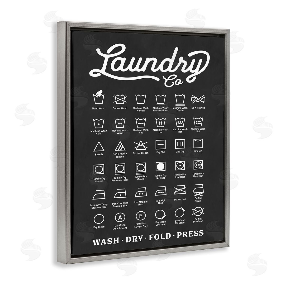 Laundry Business Symbols Chart Grey Floating Frame Canvas Wall Art, Home Decor by Lettered and Lined