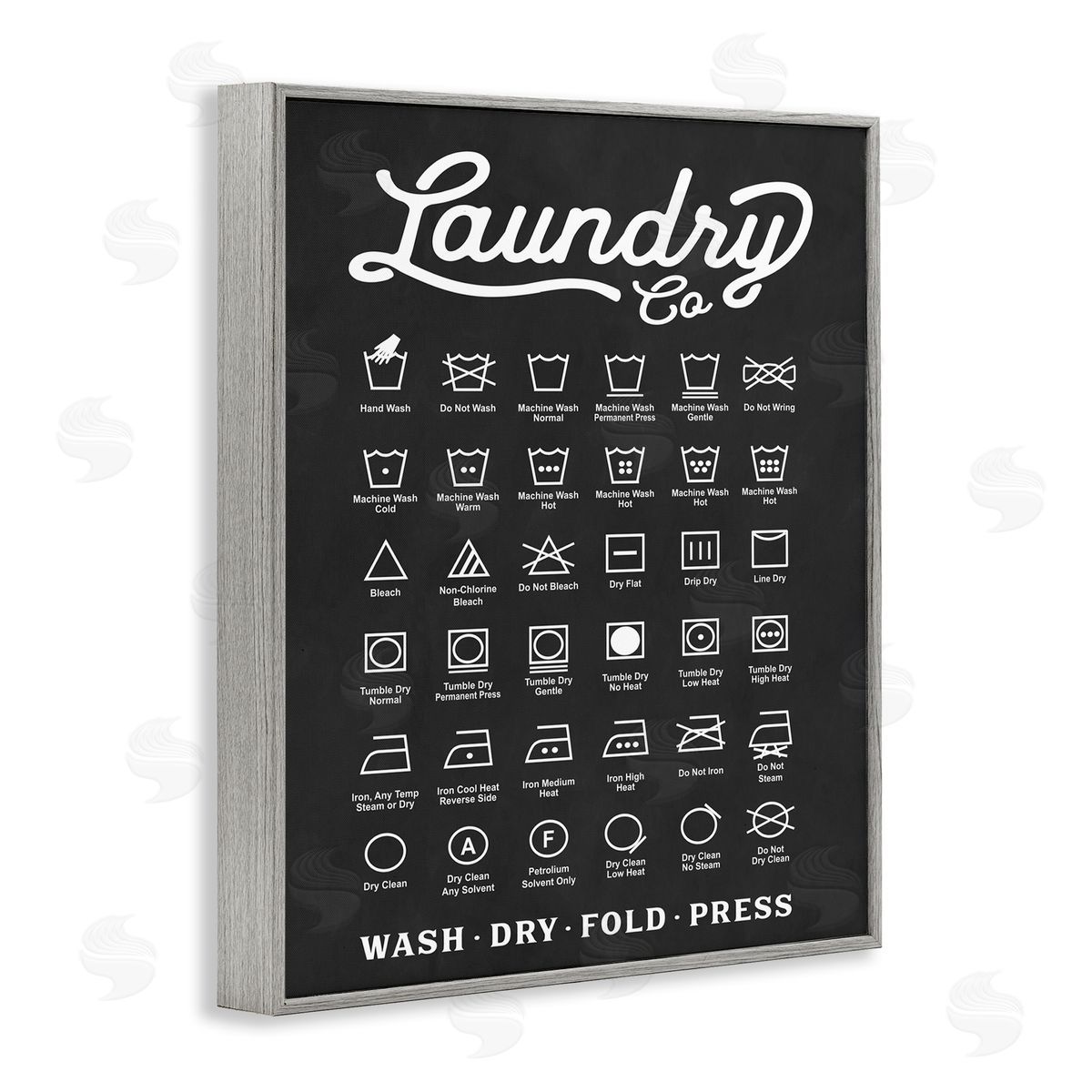 Laundry Business Symbols Chart Grey Frame Print Wall Art, Home Decor by Lettered and Lined