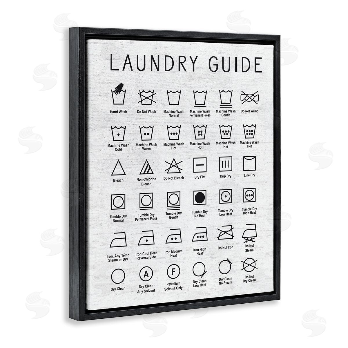 Lettered and Lined Laundry Guide Simple Shapes Diagram Distressed Pattern