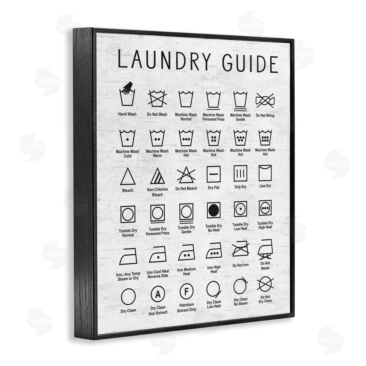 Lettered and Lined Laundry Guide Simple Shapes Diagram Distressed Pattern