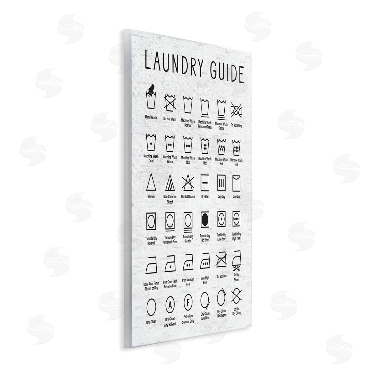 Lettered and Lined Laundry Guide Simple Shapes Diagram Distressed Pattern