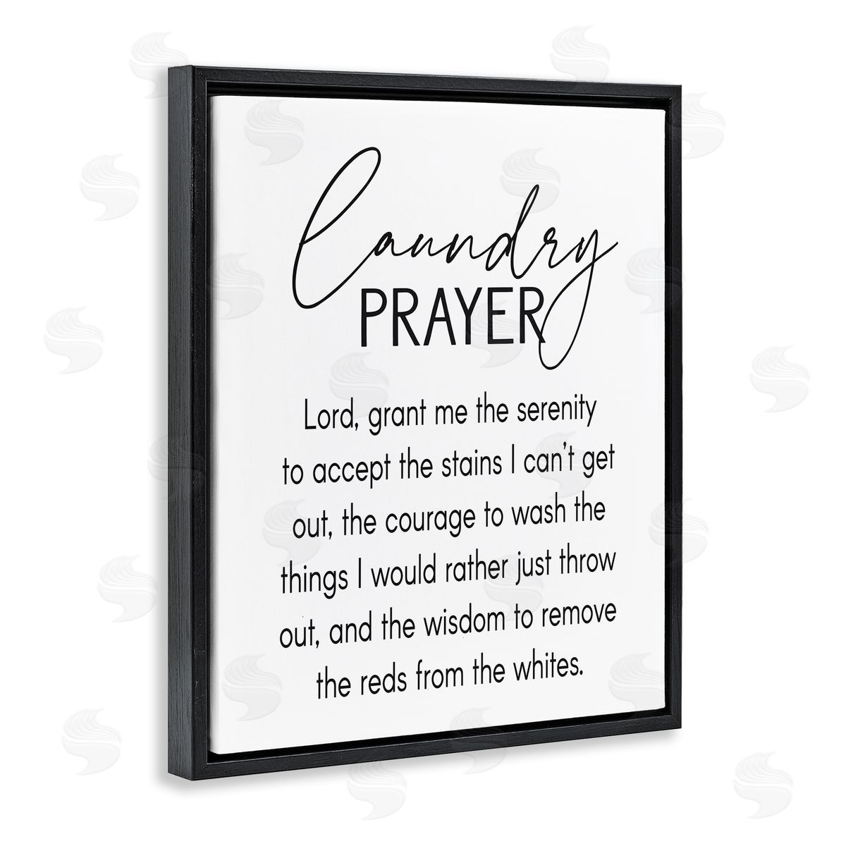 Lettered and Lined Laundry Prayer Phrase Bathroom Housework Humor  Black Floating Frame Canvas Wall Art Print