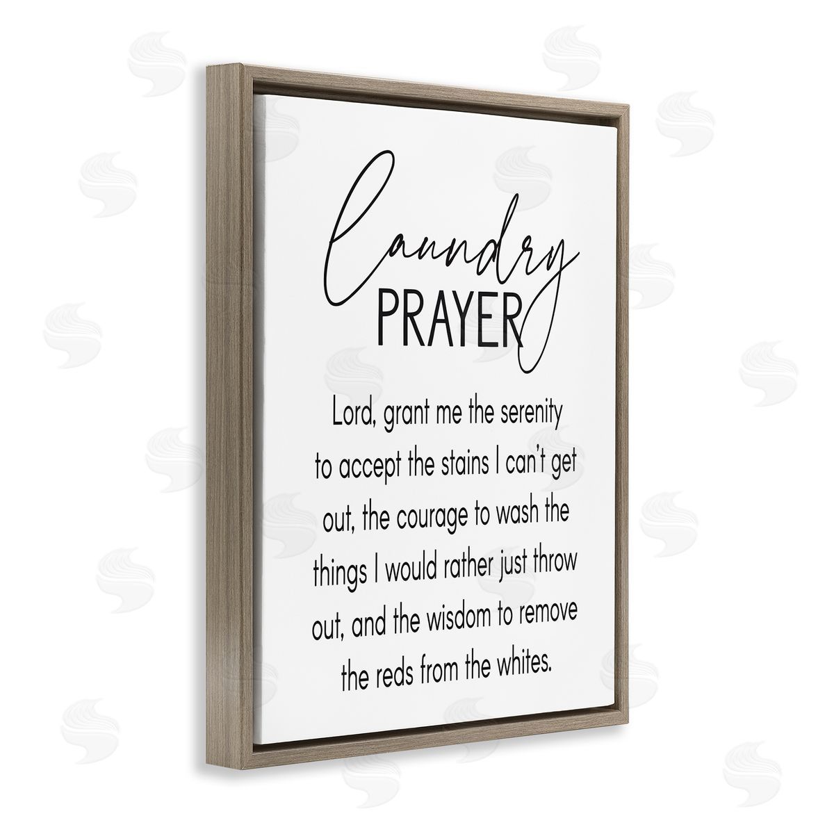 Lettered and Lined Laundry Prayer Phrase Bathroom Housework Humor  Brown Floating Frame Canvas Wall Art Print