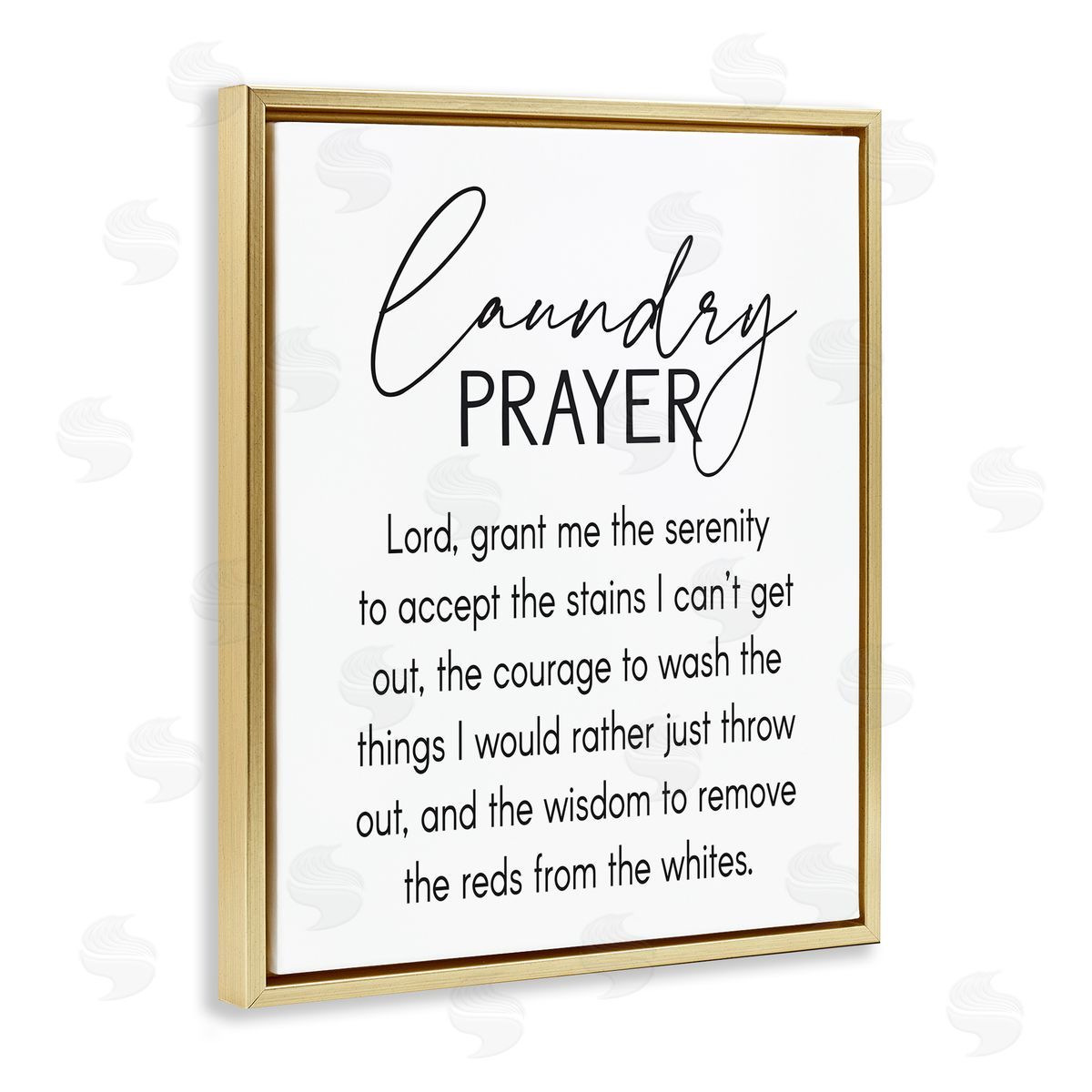 Lettered and Lined Laundry Prayer Phrase Bathroom Housework Humor  Gold Floating Frame Canvas Wall Art Print