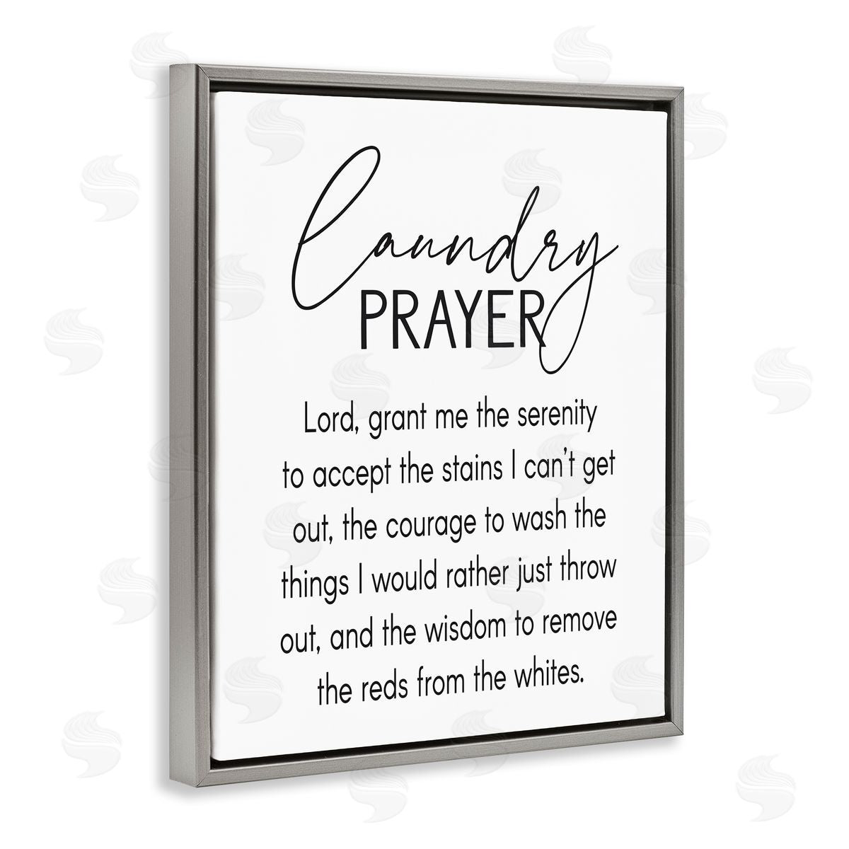 Lettered and Lined Laundry Prayer Phrase Bathroom Housework Humor  Gray Floating Frame Canvas Wall Art Print