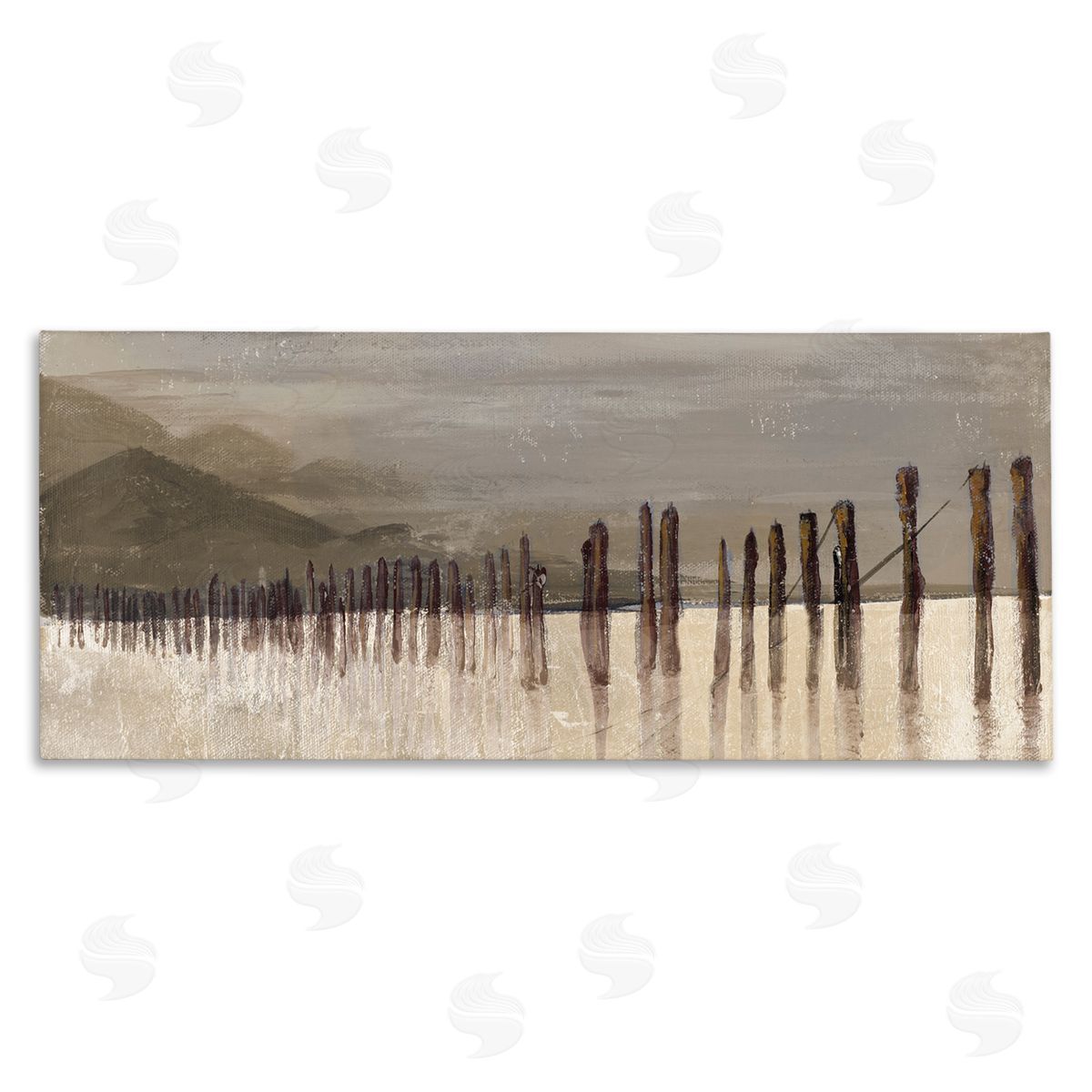 Patricia Pinto Abstract Mountain Range Wooden Pillars Monochromatic Brown