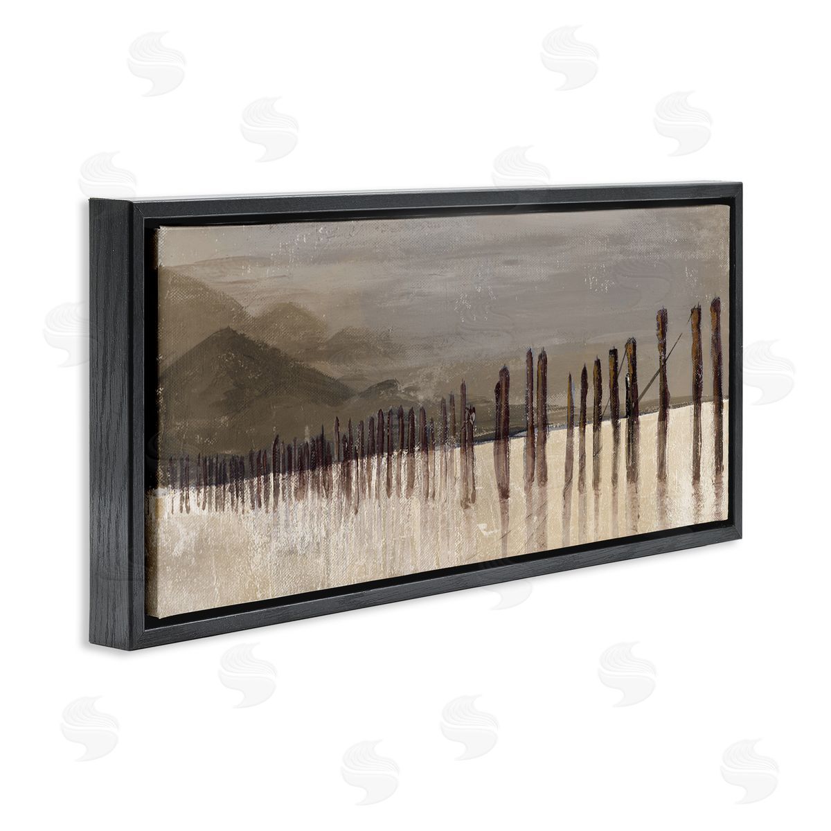 Patricia Pinto Abstract Mountain Range Wooden Pillars Monochromatic Brown