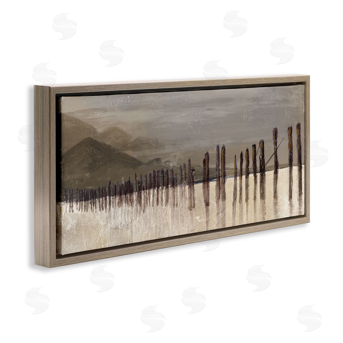 Patricia Pinto Abstract Mountain Range Wooden Pillars Monochromatic Brown