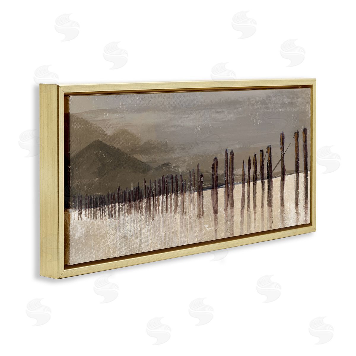 Patricia Pinto Abstract Mountain Range Wooden Pillars Monochromatic Brown