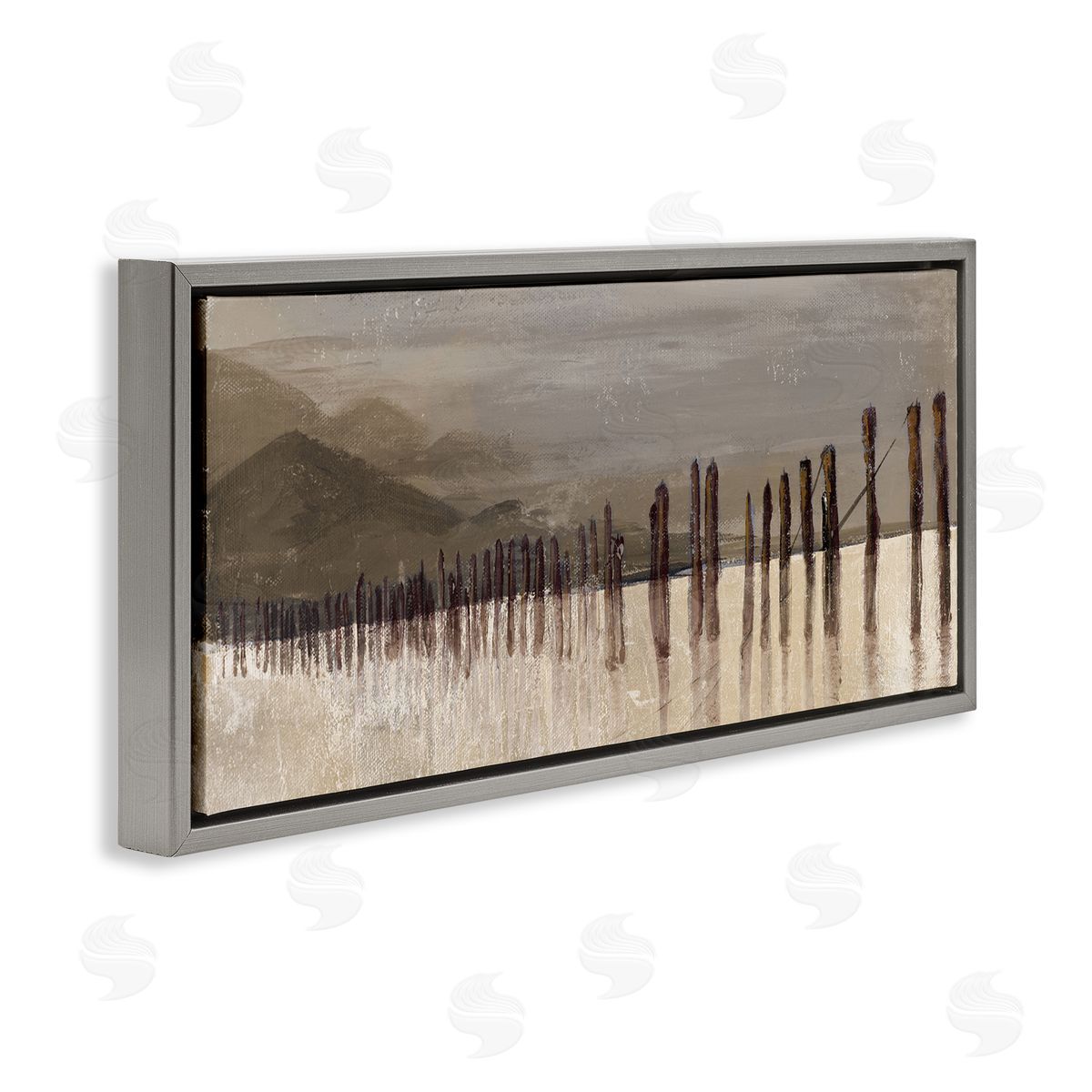 Patricia Pinto Abstract Mountain Range Wooden Pillars Monochromatic Brown
