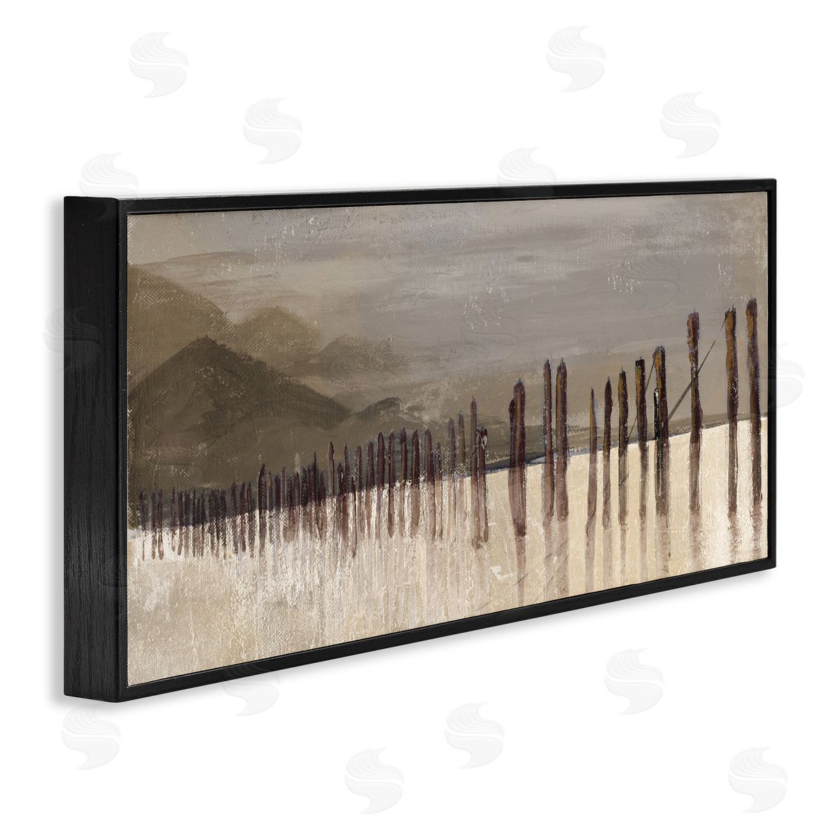 Patricia Pinto Abstract Mountain Range Wooden Pillars Monochromatic Brown