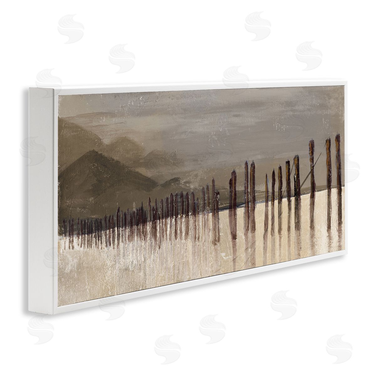 Patricia Pinto Abstract Mountain Range Wooden Pillars Monochromatic Brown