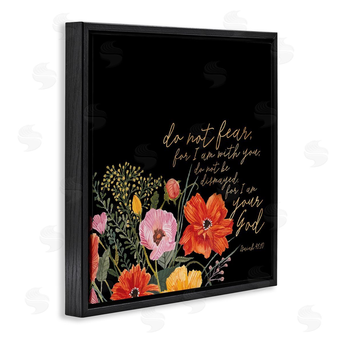 Studio W Do Not Fear Proverb Isaiah 41:10 Blooming Flowers Black Floating Frame Canvas Wall Art Print