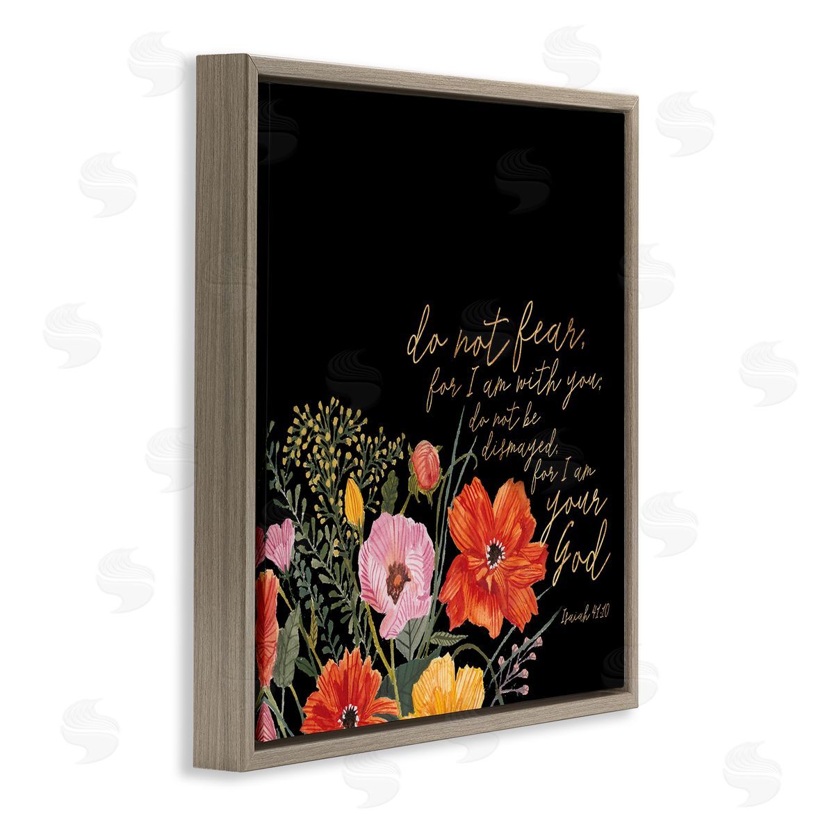 Studio W Do Not Fear Proverb Isaiah 41:10 Blooming Flowers Brown Floating Frame Canvas Wall Art Print