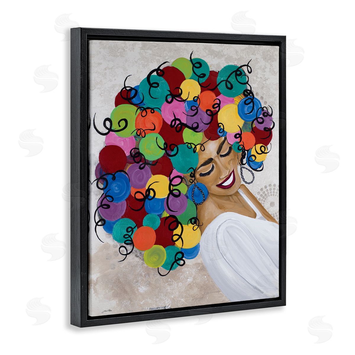 Gina Ritter Smiling Woman With Rainbow Abstract Curly Hair 