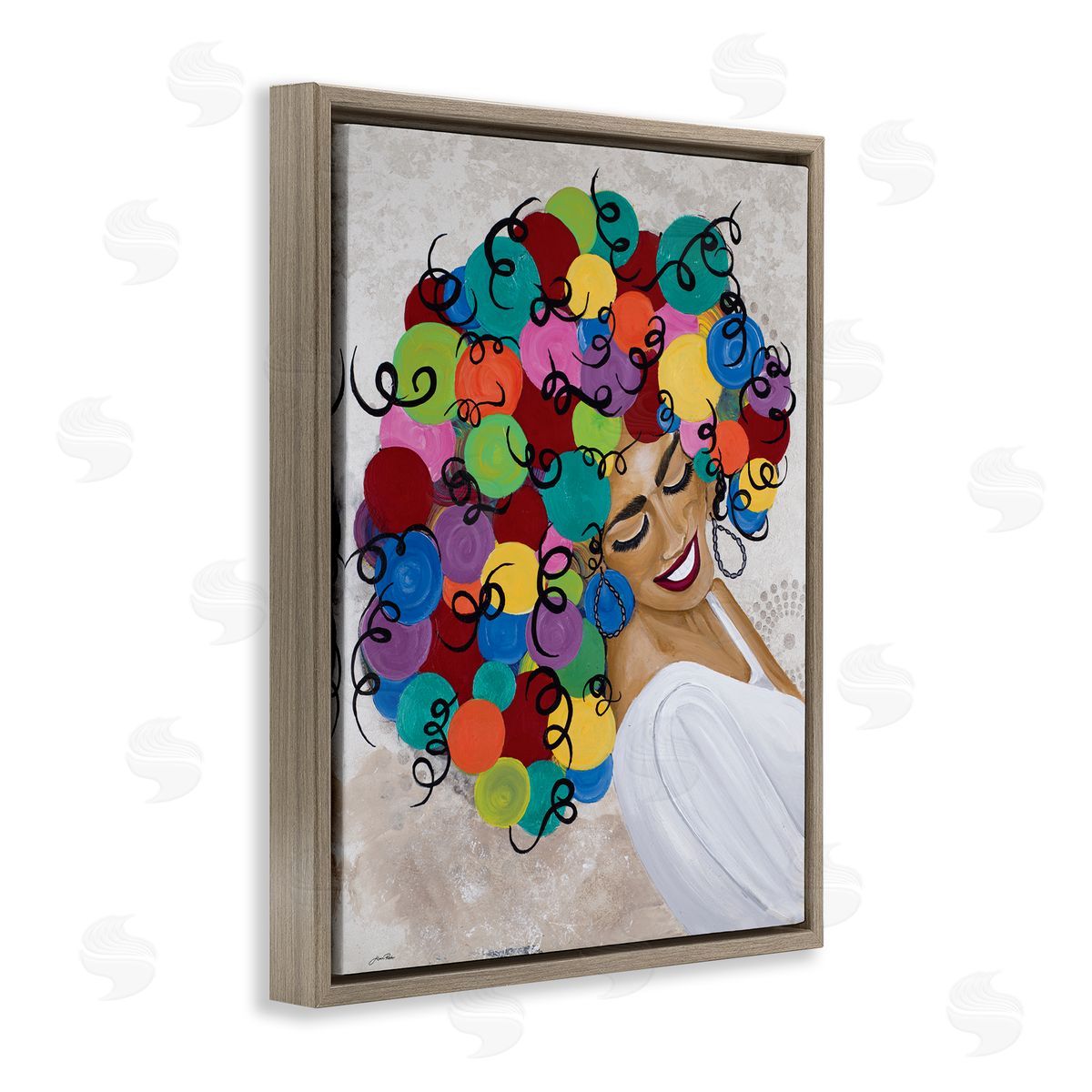 Gina Ritter Smiling Woman With Rainbow Abstract Curly Hair 
