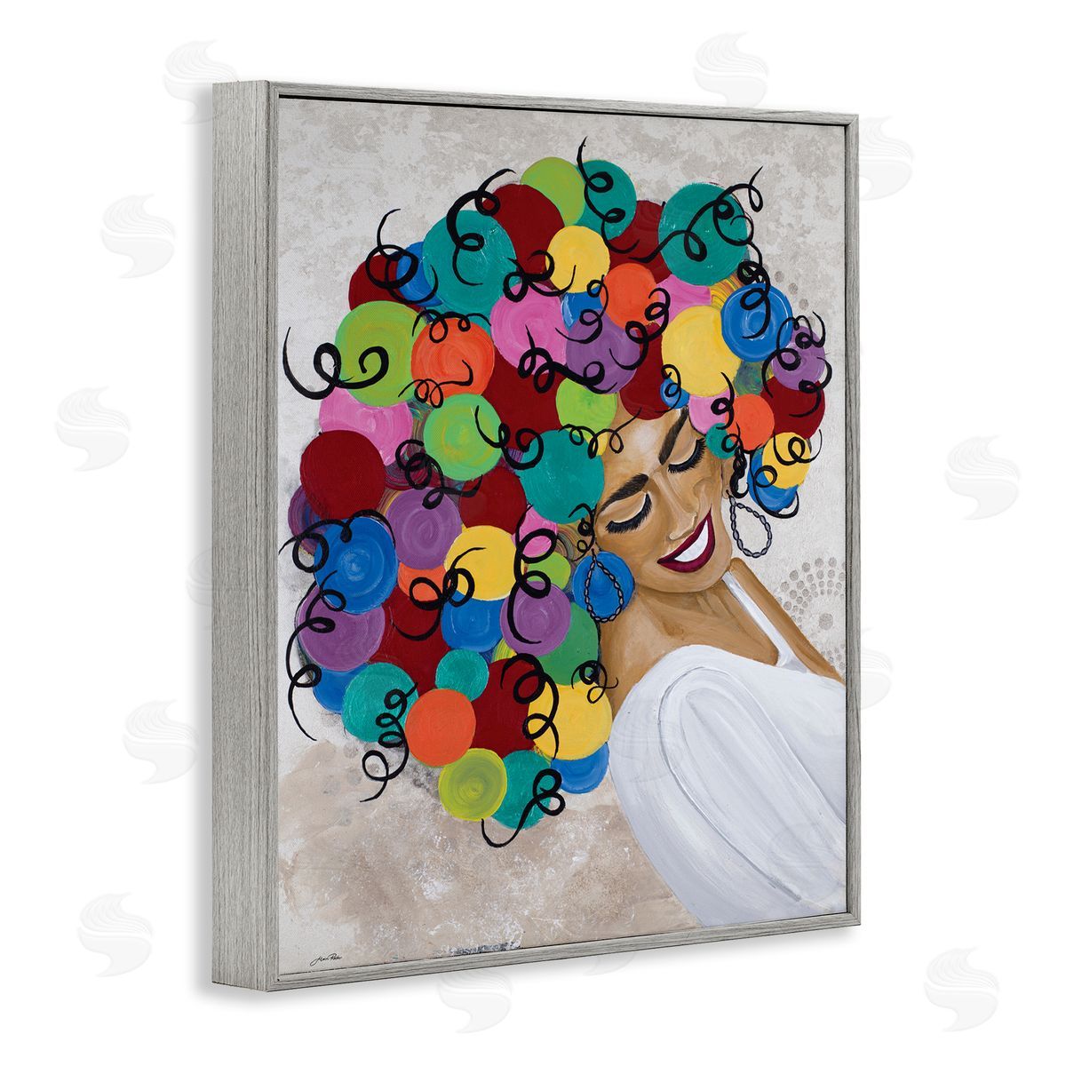 Gina Ritter Smiling Woman With Rainbow Abstract Curly Hair 
