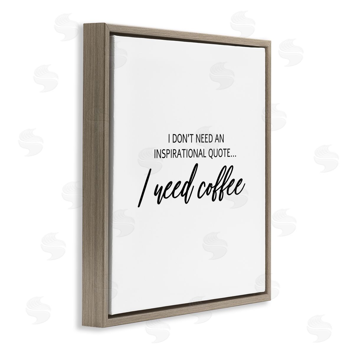 SD Graphics Studio I Need Coffee Not Inspiration Quote Humorous Morning Brown Floating Frame Canvas Wall Art Print