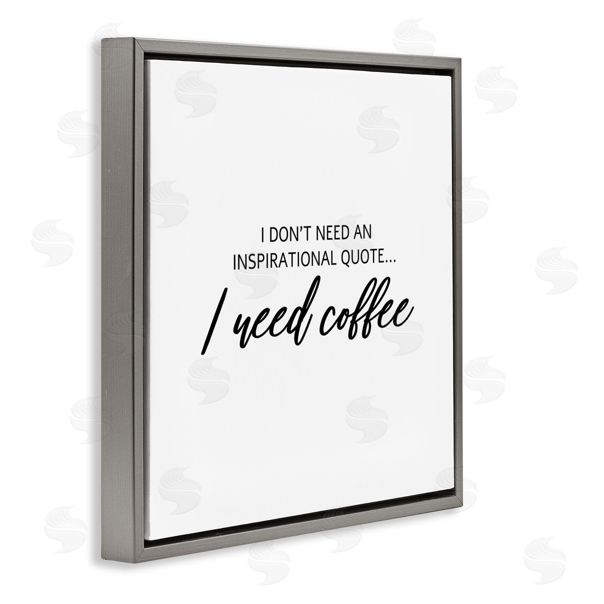 SD Graphics Studio I Need Coffee Not Inspiration Quote Humorous Morning Gray Floating Frame Canvas Wall Art Print