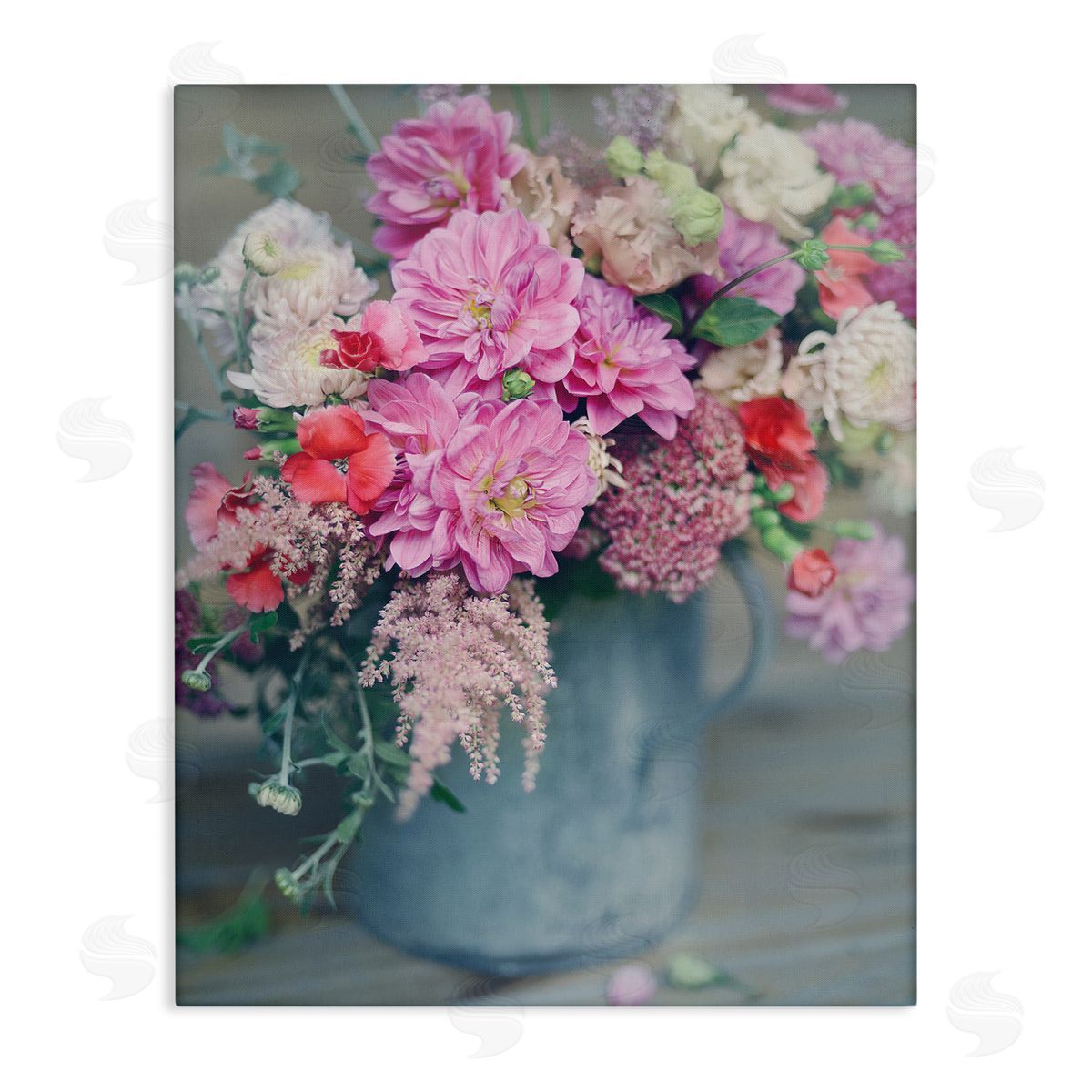Sarah Jane Pink Floral Arrangement Soft Focus Grey Pot