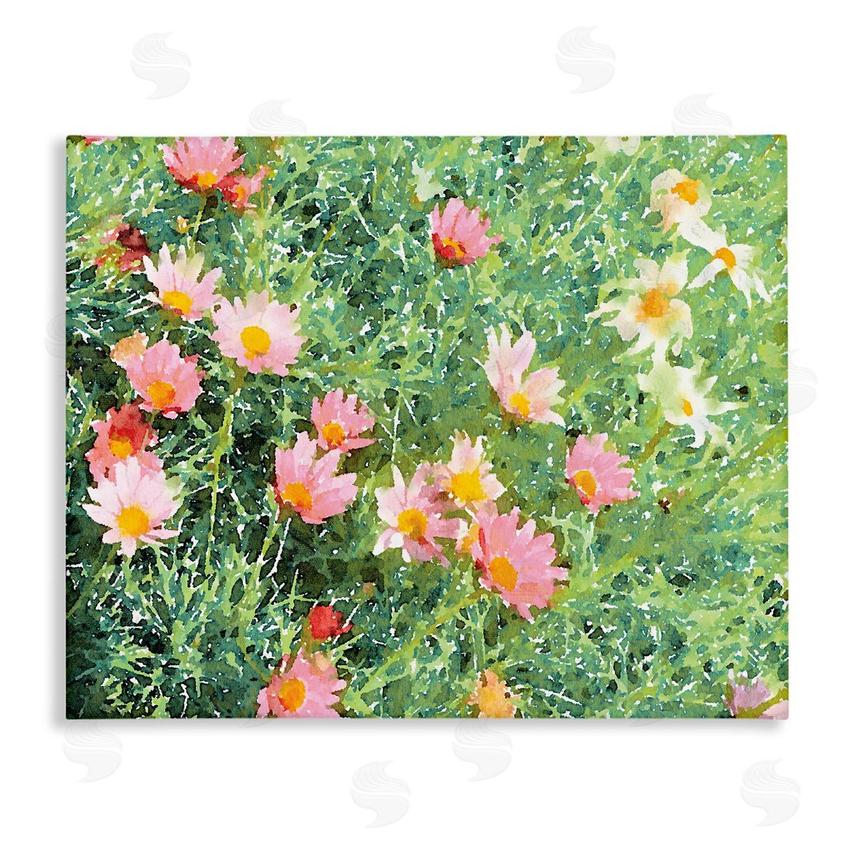 Emily Navas Impressionistic Pink Carnations In Green Field