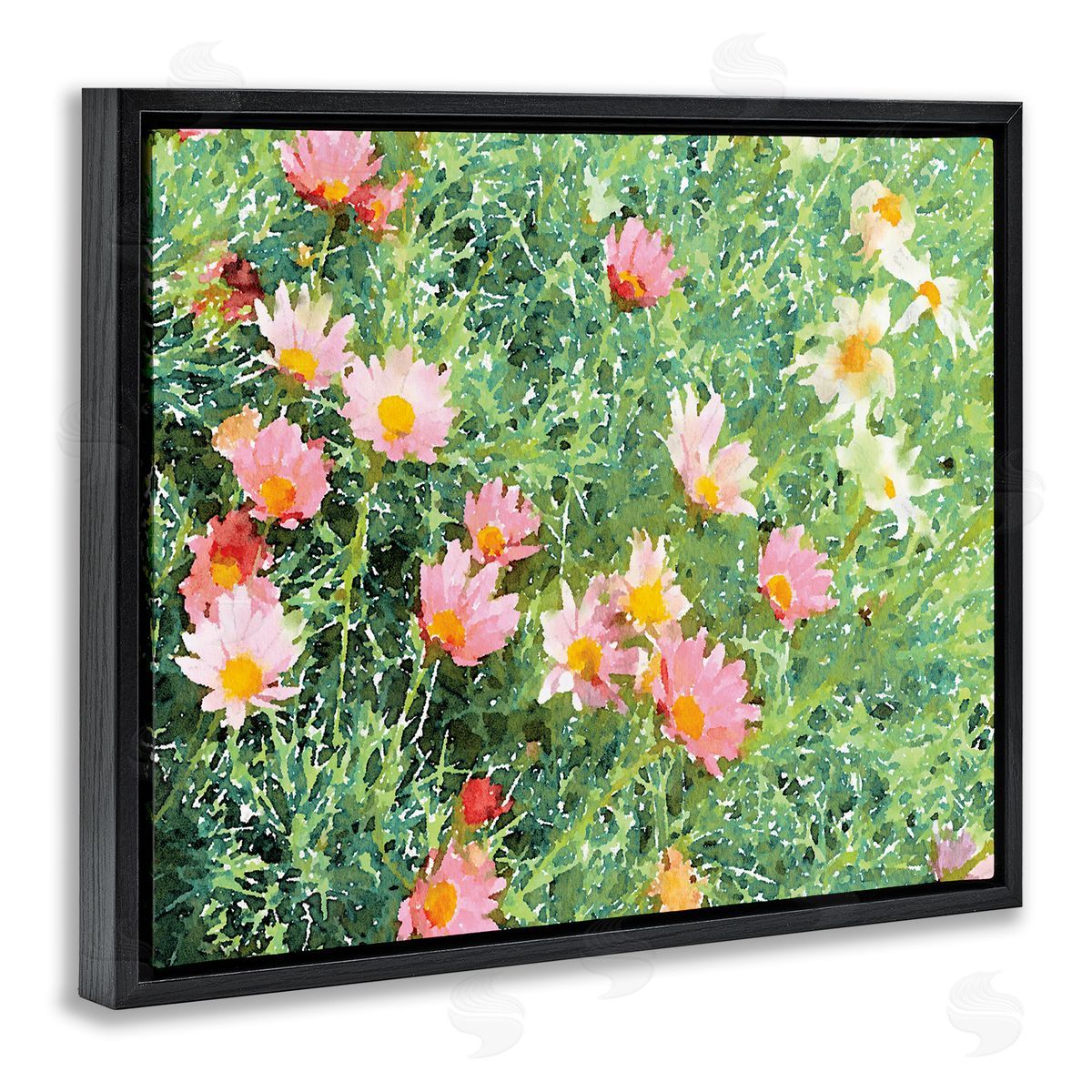 Emily Navas Impressionistic Pink Carnations In Green Field