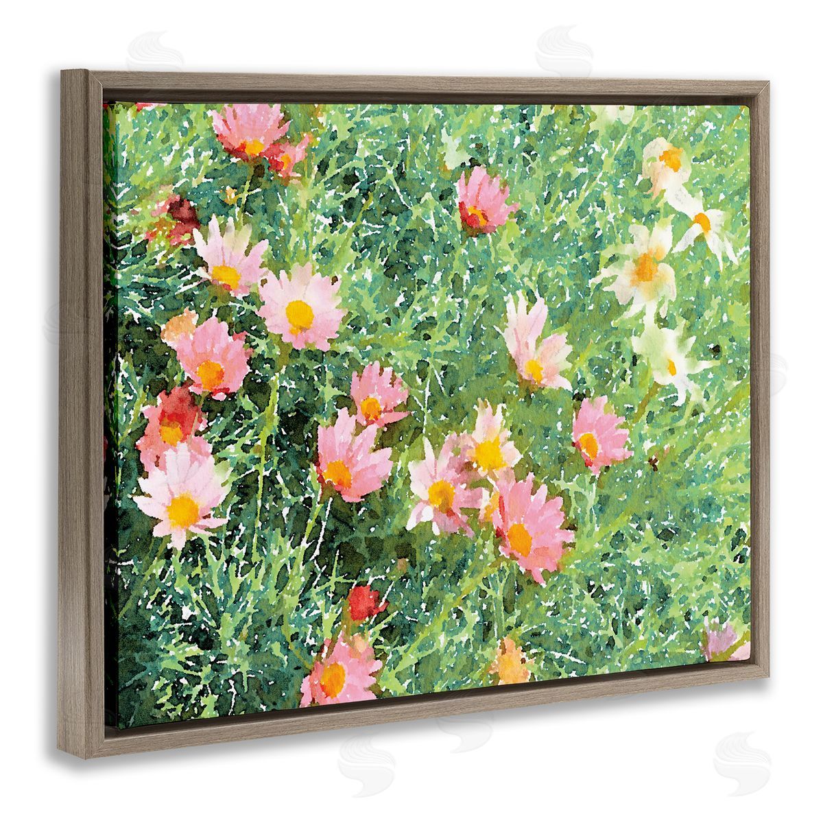 Emily Navas Impressionistic Pink Carnations In Green Field