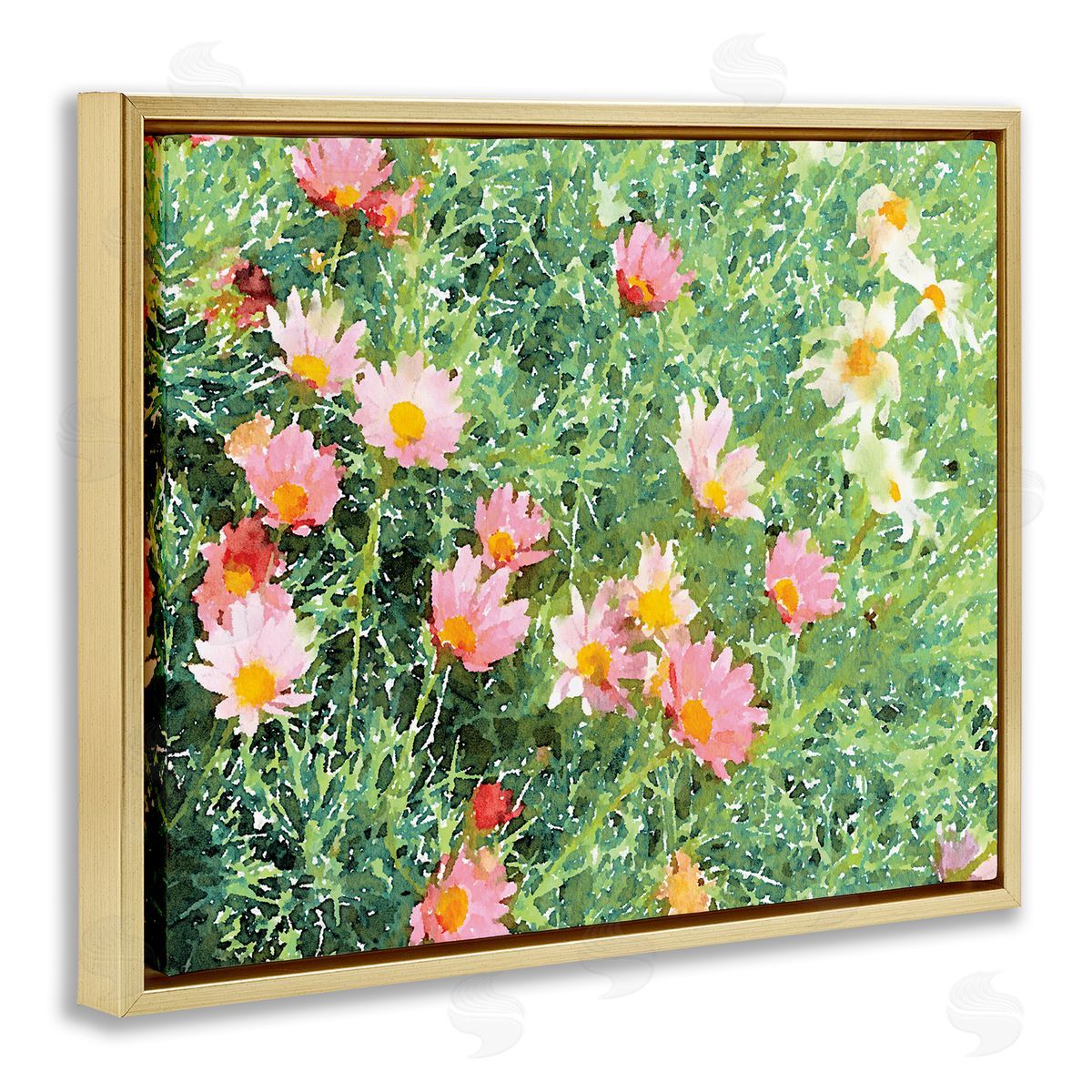 Emily Navas Impressionistic Pink Carnations In Green Field