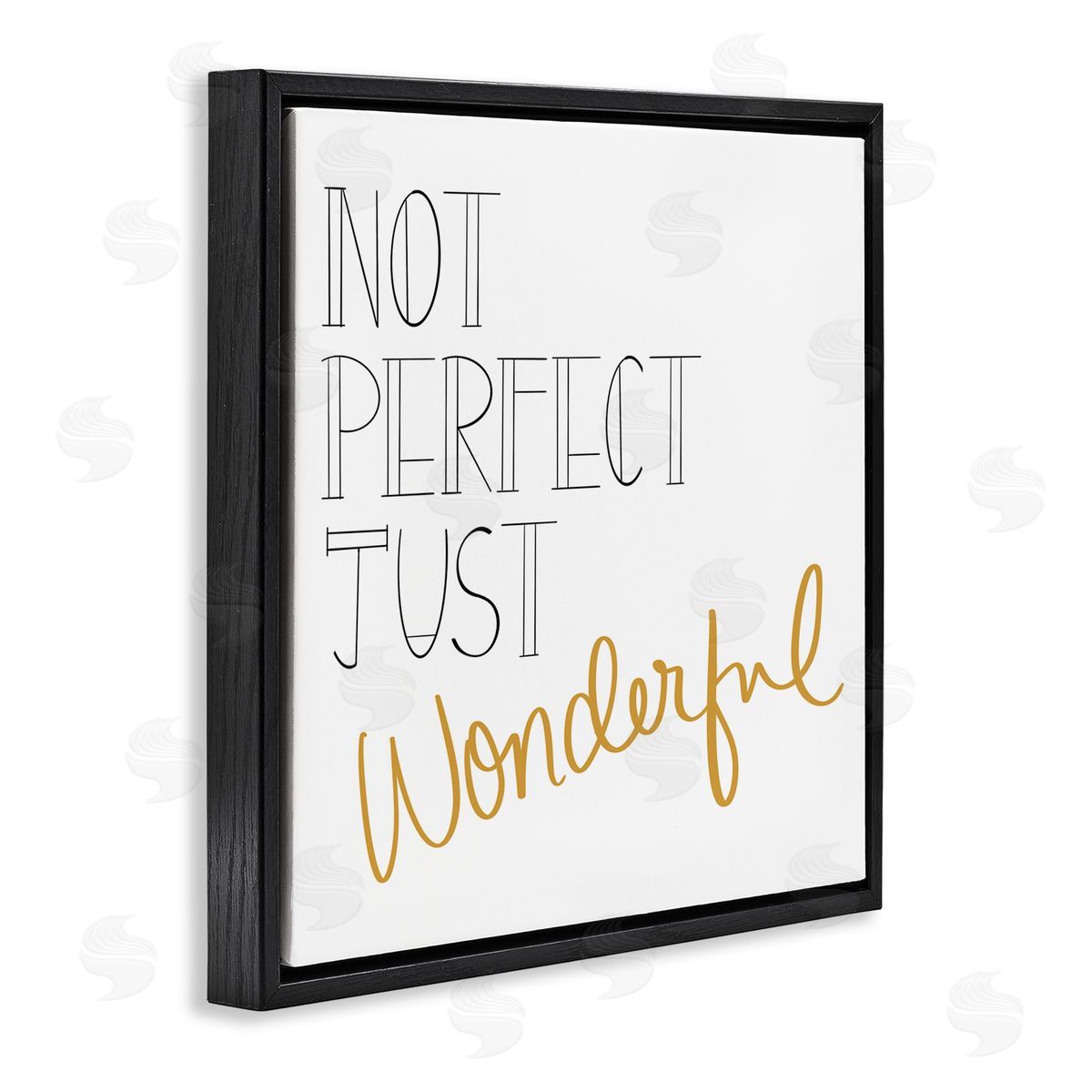 Emily Navas Not Perfect Just Wonderful Inspirational Phrase Minimal  Black Floating Frame Canvas Wall Art Print