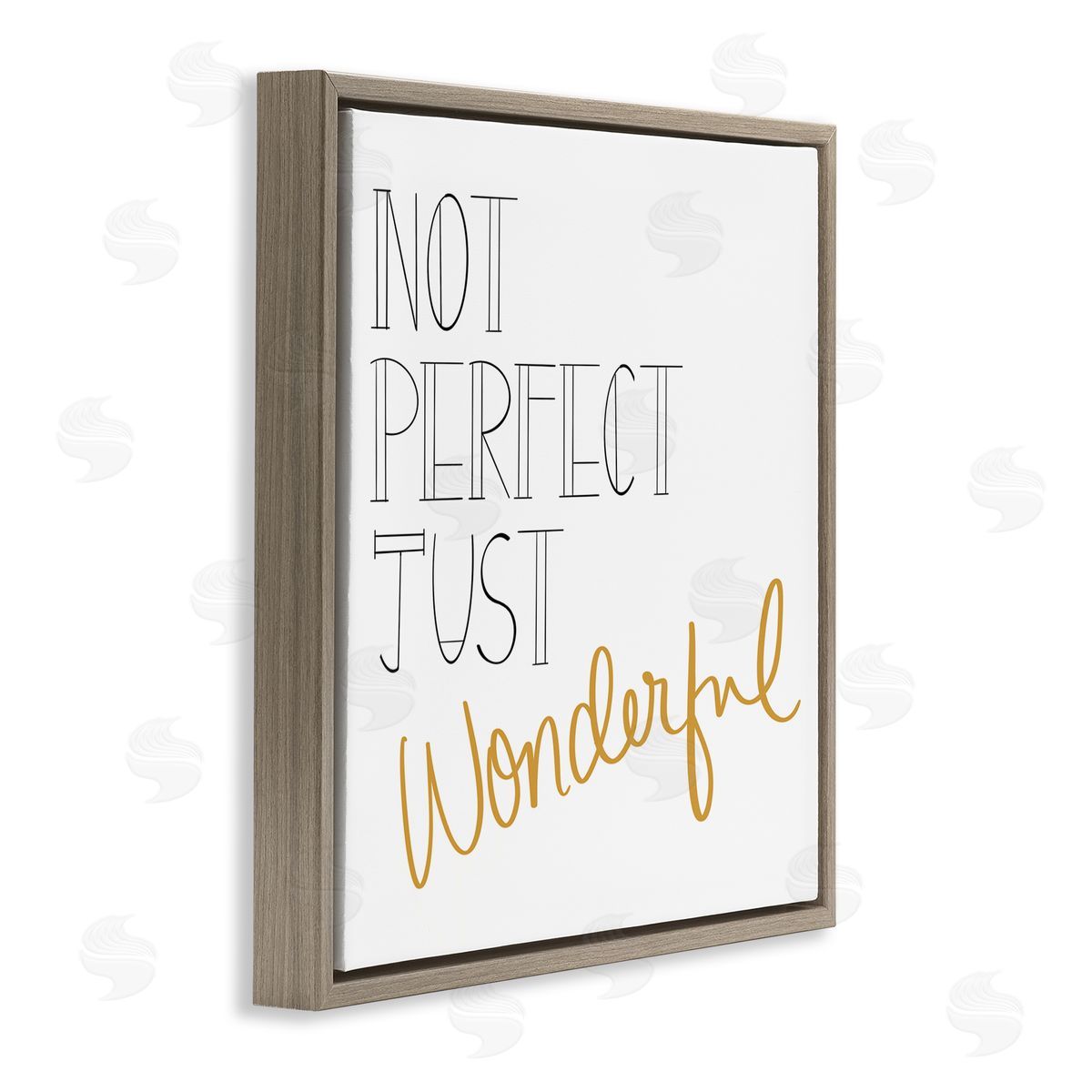 Emily Navas Not Perfect Just Wonderful Inspirational Phrase Minimal  Brown Floating Frame Canvas Wall Art Print