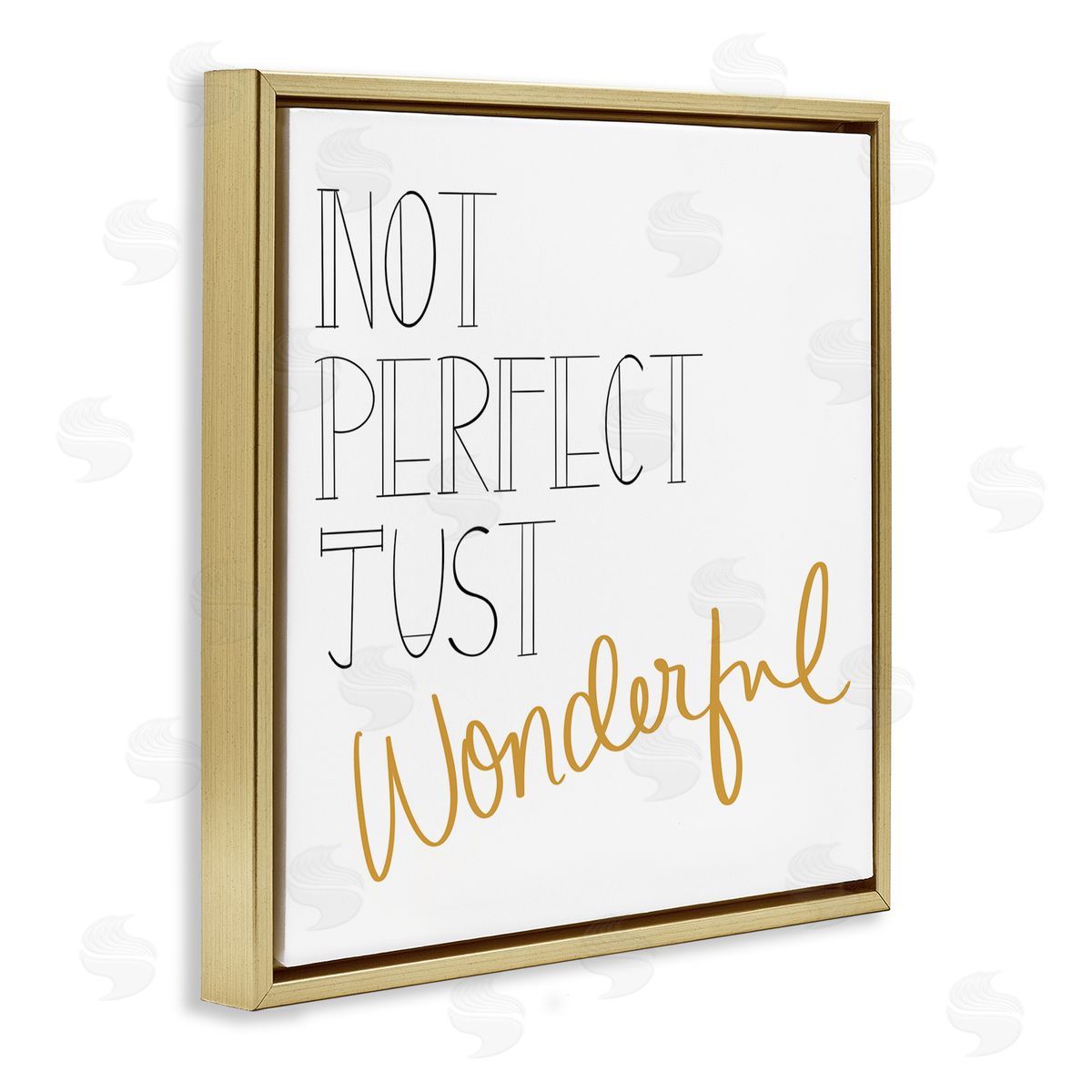 Emily Navas Not Perfect Just Wonderful Inspirational Phrase Minimal  Gold Floating Frame Canvas Wall Art Print