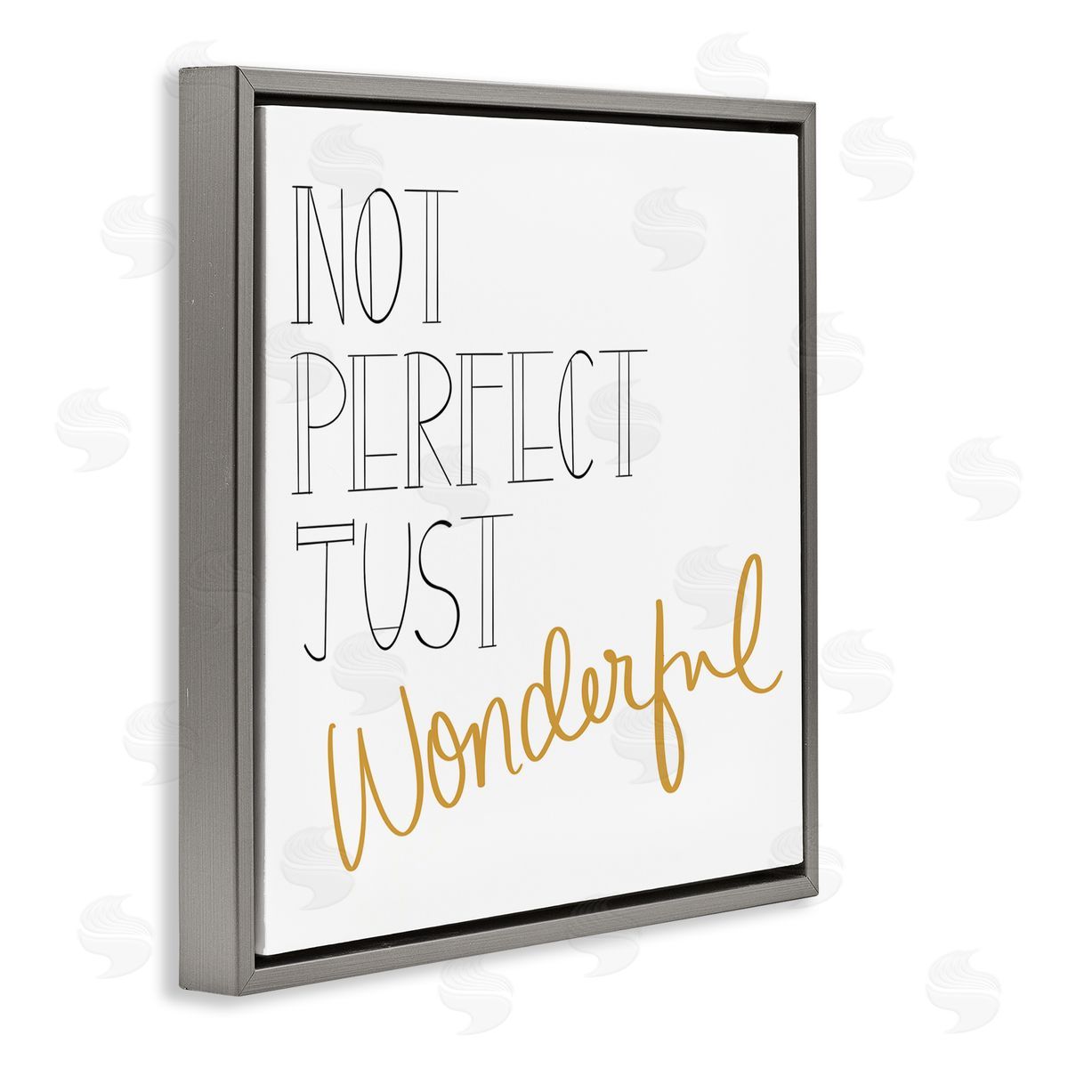 Emily Navas Not Perfect Just Wonderful Inspirational Phrase Minimal  Gray Floating Frame Canvas Wall Art Print