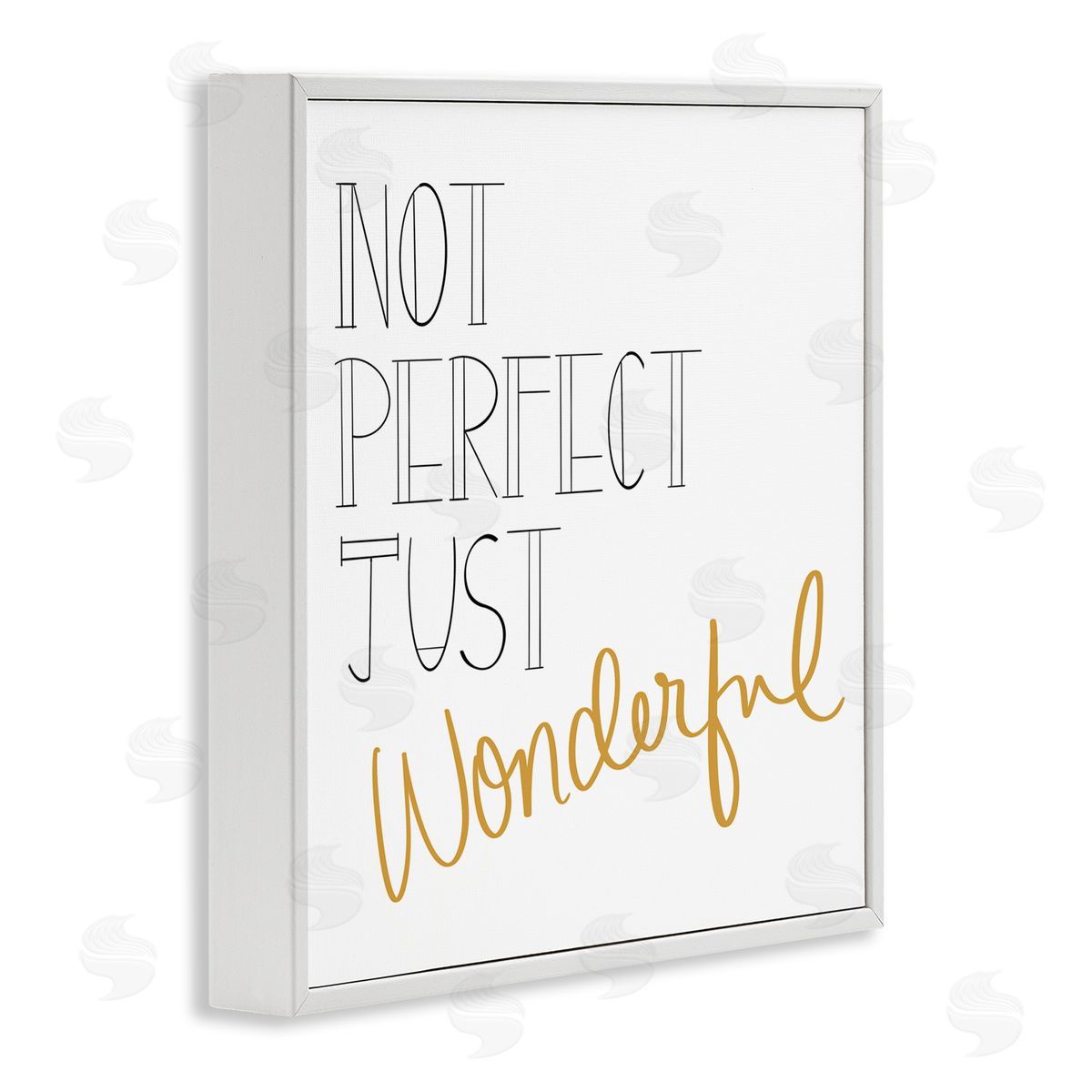 Emily Navas Not Perfect Just Wonderful Inspirational Phrase Minimal  White Framed Glicee Wall Art Print