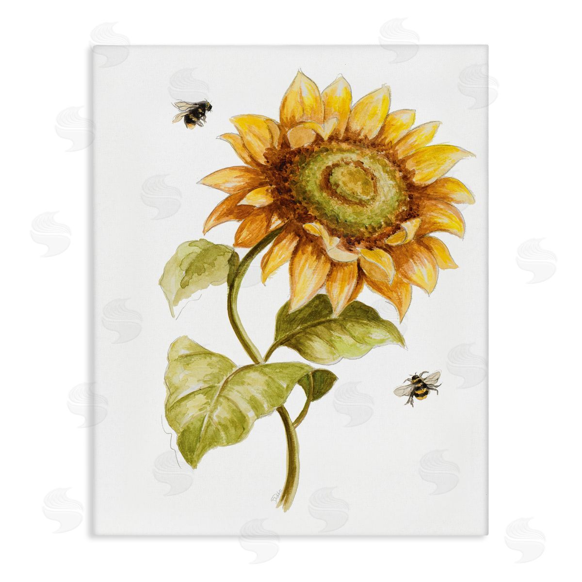 Patricia Pinto Minimal Sunflower Floral Blooming Bees Flying By