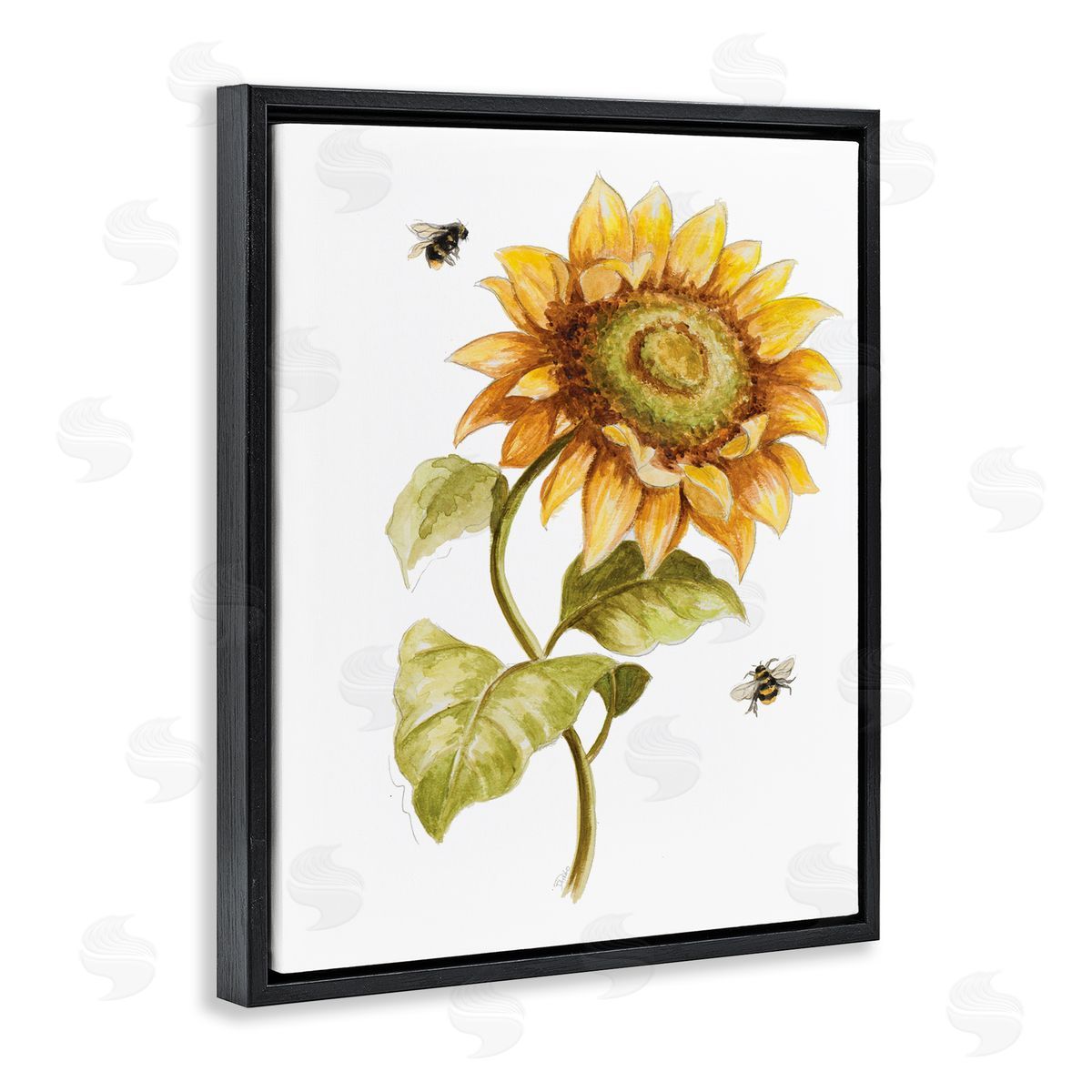 Patricia Pinto Minimal Sunflower Floral Blooming Bees Flying By