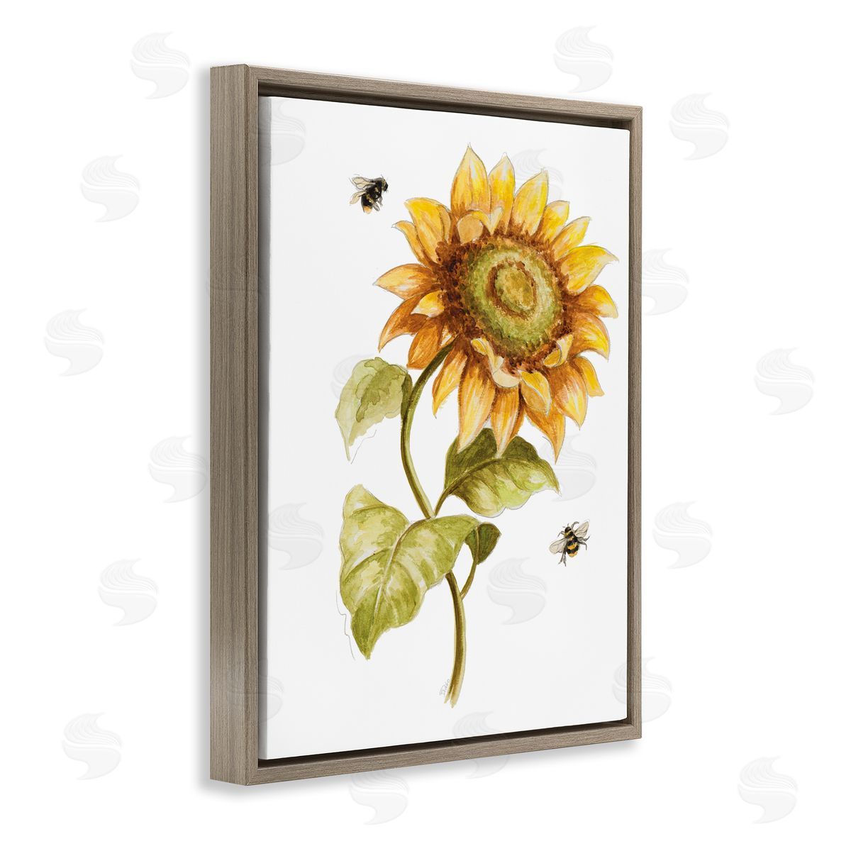 Patricia Pinto Minimal Sunflower Floral Blooming Bees Flying By