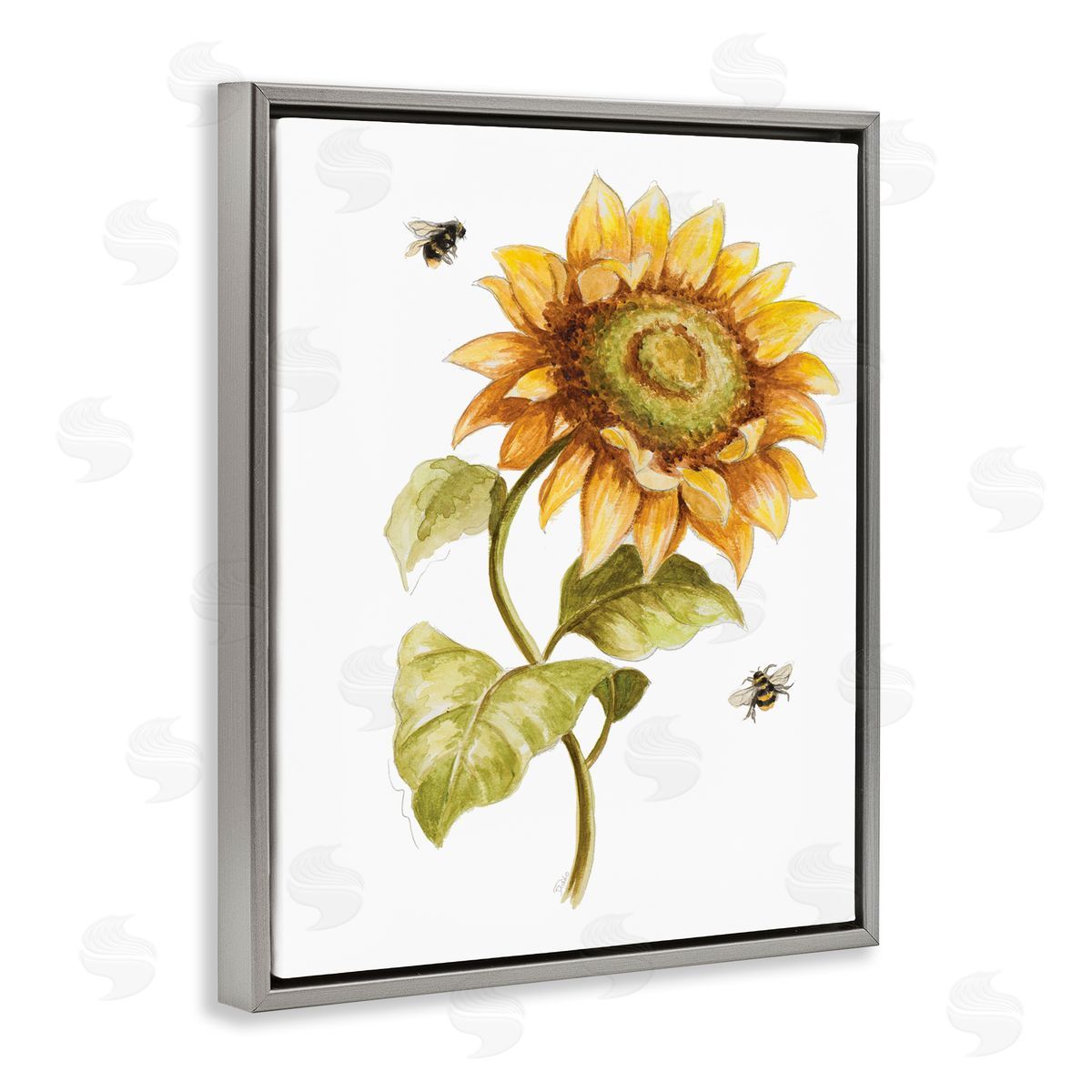 Patricia Pinto Minimal Sunflower Floral Blooming Bees Flying By