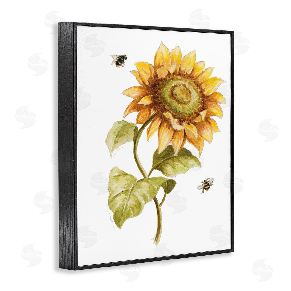 Patricia Pinto Minimal Sunflower Floral Blooming Bees Flying By
