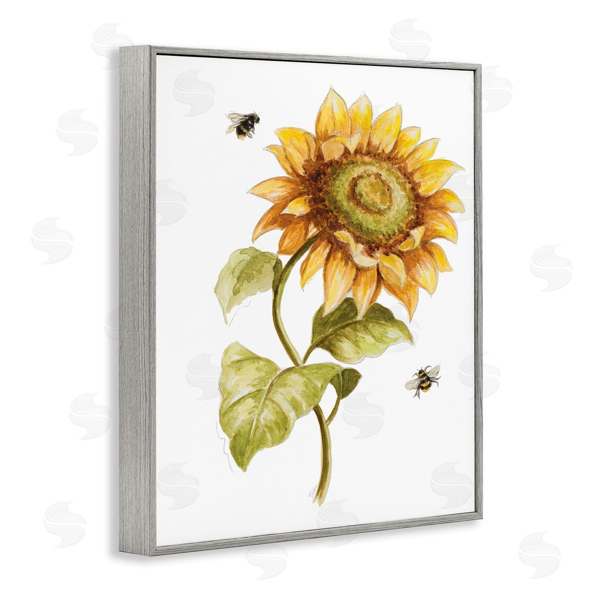 Patricia Pinto Minimal Sunflower Floral Blooming Bees Flying By