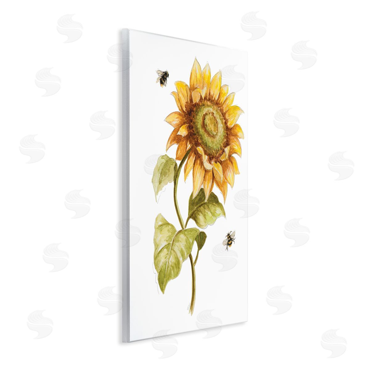 Patricia Pinto Minimal Sunflower Floral Blooming Bees Flying By