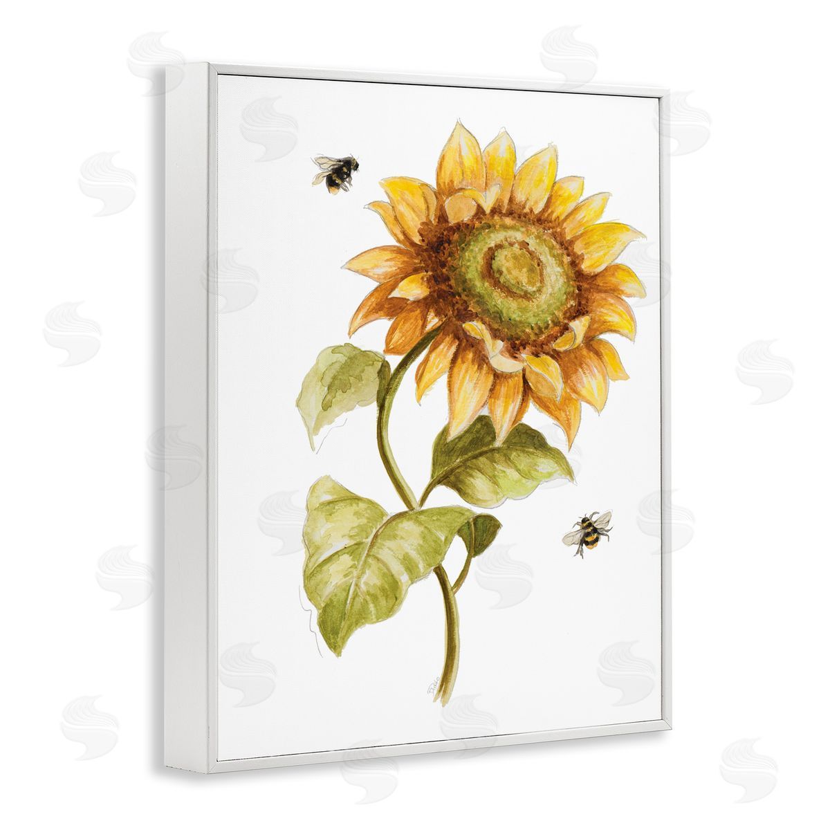 Patricia Pinto Minimal Sunflower Floral Blooming Bees Flying By