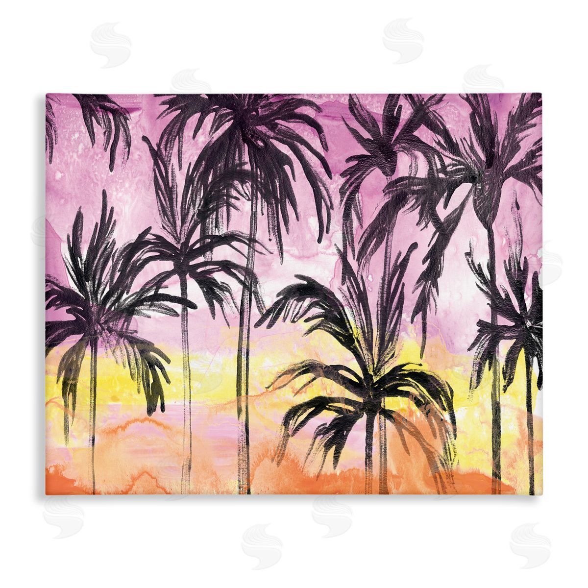 June Erica Vess Tropical Island Sunset Whimsical Palm Trees Silhouettes