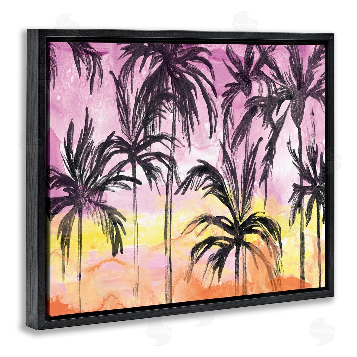 June Erica Vess Tropical Island Sunset Whimsical Palm Trees Silhouettes